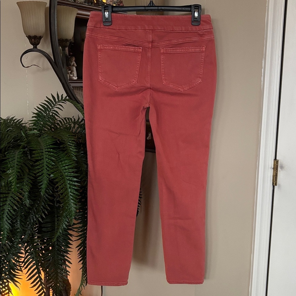 Chico's Pull On Jegging Ankle Denim Jeans Coral Cotton Stretch Skinny Slim - Picture 6 of 13